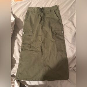 Wax Jean Khaki Utility Skirt